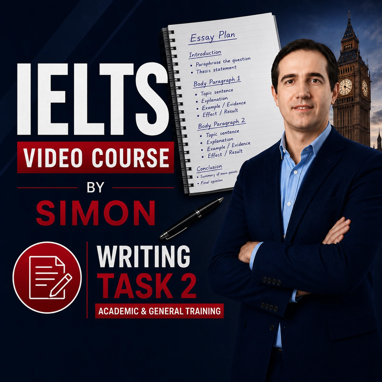 دانلود دوره ویدیویی آیلتس سایمون رایتینگ IELTS Simon Writing Task 2